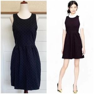 J.Crew Black Velvet Polka dot Sleeveless A-Line Dress